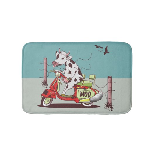Tapis De Bain Vache sur une moto rétro (Devant)