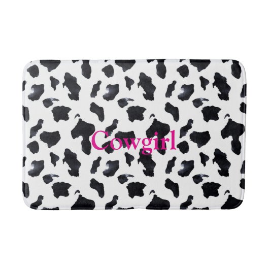 Tapis De Bain Vachère à Imprimé Vache Noir Blanc (Devant)