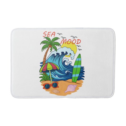 Tapis de bain vague et palmier (Devant)