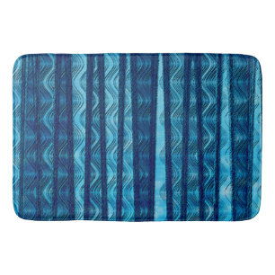 Tapis De Bain Vague Rétro Bleu Motif Unique Frais
