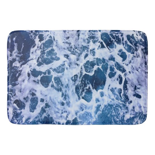 Tapis De Bain Vagues Bleues Au Bord De L'Océan (Devant)