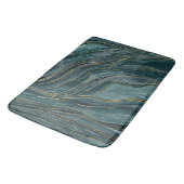 Tapis De Bain Vagues d'aquarelle Abstraite turquoise Blue Gold (Angle)