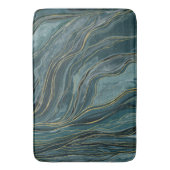 Tapis De Bain Vagues d'aquarelle Abstraite turquoise Blue Gold (devant Vertical)