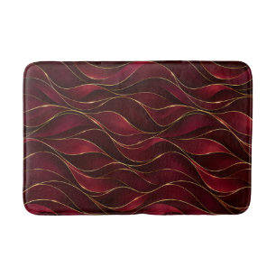 Tapis De Bain Vagues de marbre rouge burgundy élégantes avec acc