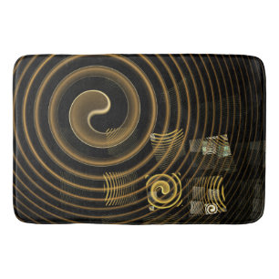 Tapis De Bain Vagues dorées hypnotiques Art abstrait moderne