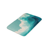 Tapis De Bain Vagues fluides sarcelle et blanc (Angle)