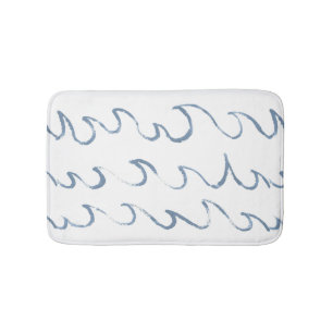 Tapis De Bain Vagues minimes Abstrait main tiré Motif de mer
