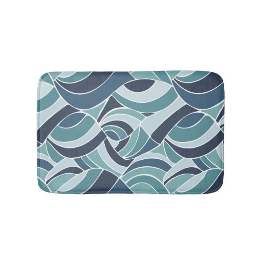 Tapis de bain Vagues océaniques bleues et sarcelle (Devant)