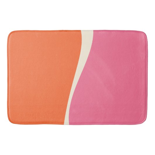 Tapis De Bain Vagues simples 2 en rose, orange et crème (Devant)
