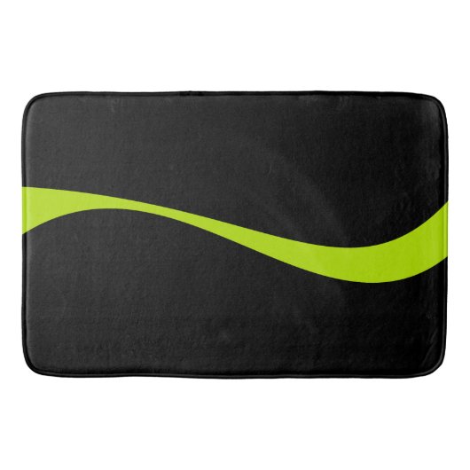 Tapis De Bain Vagues simples 2 en vert citron et noir (Devant)