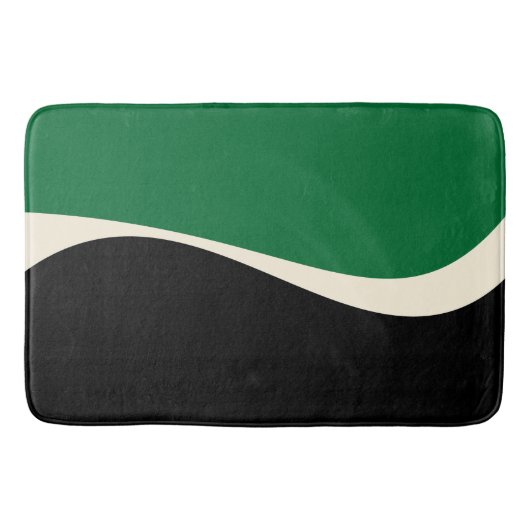 Tapis De Bain Vagues simples 2 en vert, crème et noir (Devant)