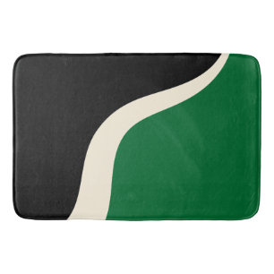 Tapis De Bain Vagues simples 3 en vert, crème et noir