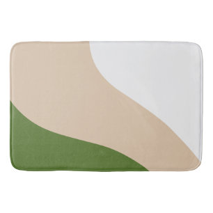 Tapis De Bain Vagues simples - Blanc, Sable et Palm Vert