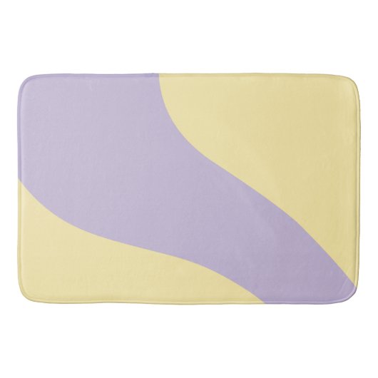 Tapis De Bain Vagues simples en jaune pastel et violet (Devant)