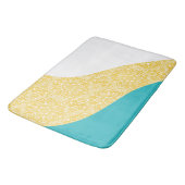 Tapis De Bain Vagues simples - Motif floral Turquoise et Jaune (Angle)