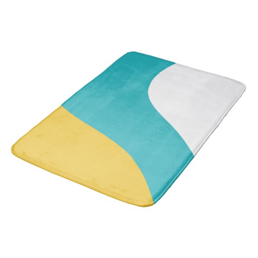 Tapis De Bain Vagues simples - Turquoise et Jaune (Angle)