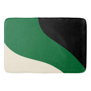 Tapis De Bain Vagues simples - vert, crème et noir