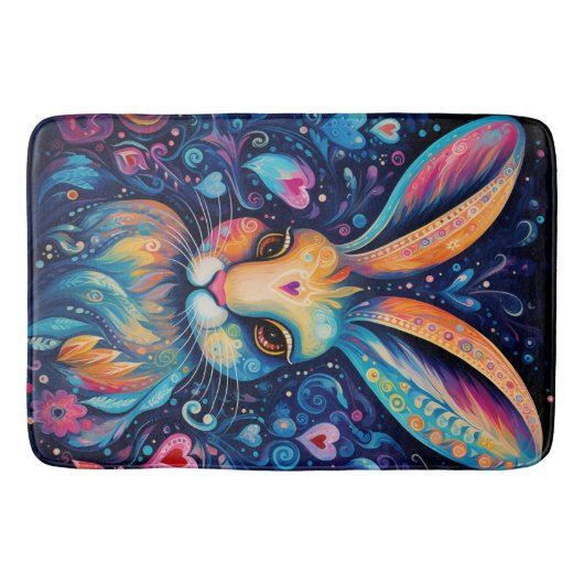 Tapis De Bain Valentine Dream Hearts : Rainbow Doodle Bunny (Devant)