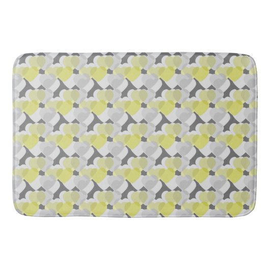 Tapis De Bain Valentine's Hearts Overlay Jaune et gris Motif (Devant)