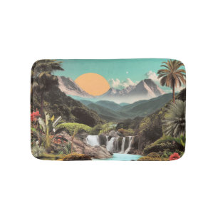 Tapis De Bain Vallée Tropicale Surréelle Avec Cascades