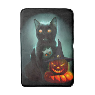Tapis De Bain Vampire Chat et Assistant Citrouille Halloween Sur