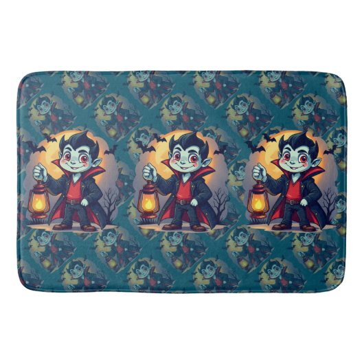 Tapis De Bain Vampire mignon avec Lantern Kawaii Halloween (Devant)