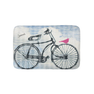 Tapis De Bain Vélo bleu moderne Vintage pour fille