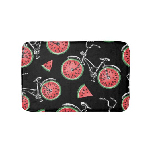Tapis De Bain Vélos à roue de pastèque, motif d'été. (Devant)