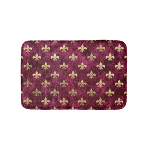 Tapis De Bain Velours Rouge Fleur De Lis Modèle Mardi Gras Orléa