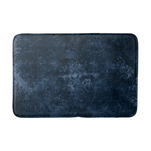 Tapis De Bain Velvety Navy Damask   Bleu foncé Grunge Baroque