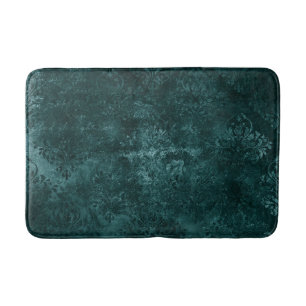 Tapis De Bain Velvety Turquoise Damask   Grunge vert foncé Baroq