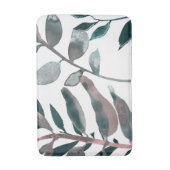 Tapis De Bain Verdure rustique Bleue Botanique Feuille Aquarelle (Devant (Vertical))
