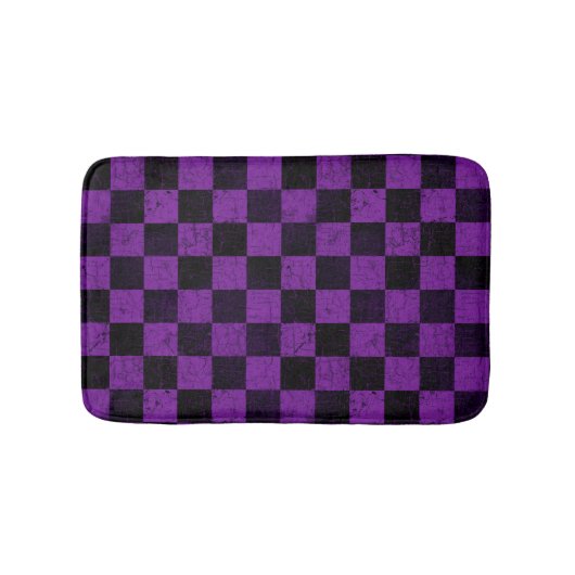 Tapis De Bain Vérifications rustiques, violet et noir (Devant)