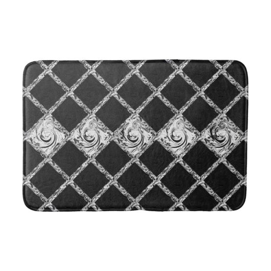 Tapis De Bain vérifier le motif noir blanc (Devant)