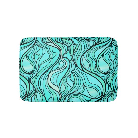 Tapis De Bain Verre turquoise Abstrait (Devant)