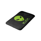 Tapis de bain vert au néon drôle de noir d'alien (Angle)