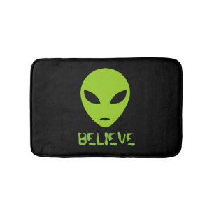 Tapis de bain vert au néon drôle de noir d'alien