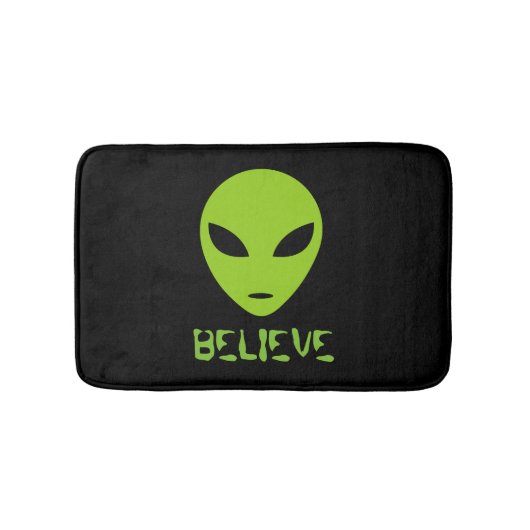 Tapis de bain vert au néon drôle de noir d'alien (Devant)