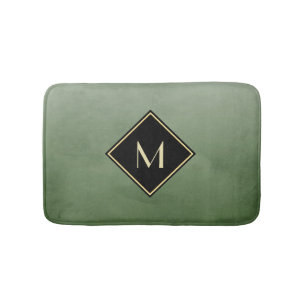 Tapis De Bain Vert balayé élégant avec le monogramme simple d
