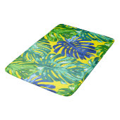 Tapis De Bain Vert Bleu Jaune été Feuilles tropicaux (Angle)