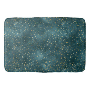 Tapis De Bain Vert bleu nuit ciel turquoise or étoile motif
