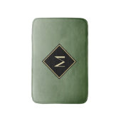 Tapis De Bain Vert Brossé Élégant Avec Monogramme Or Simple (Devant (Vertical))