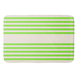 Tapis De Bain Vert citron vert et beige cinq rayures motif