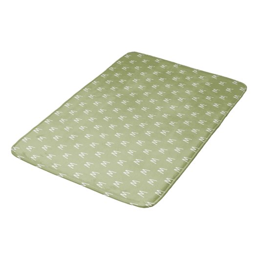 Tapis De Bain Vert élégant monogrammé blanc (Angle)