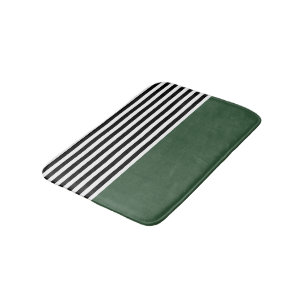 Tapis De Bain Vert émeraude foncé avec bandes noires et blanches