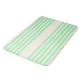 Tapis De Bain Vert et beige cinq rayures motif (Angle)