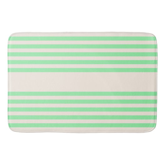 Tapis De Bain Vert et beige cinq rayures motif (Devant)