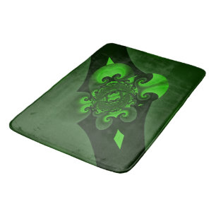 Tapis De Bain Vert foncé et vague spirale lime