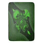Tapis De Bain Vert foncé et vague spirale lime (devant Vertical)