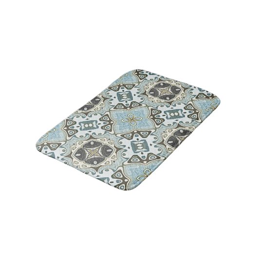 Tapis De Bain Vert mer Turquoise Turquoise Bali Motif Batik (Angle)
